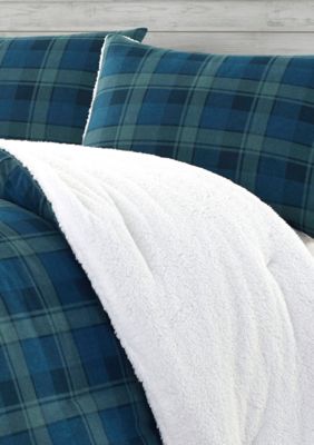 Eddie Bauer Monroe Plaid Flannel Sherpa Comforter Sham Set Belk