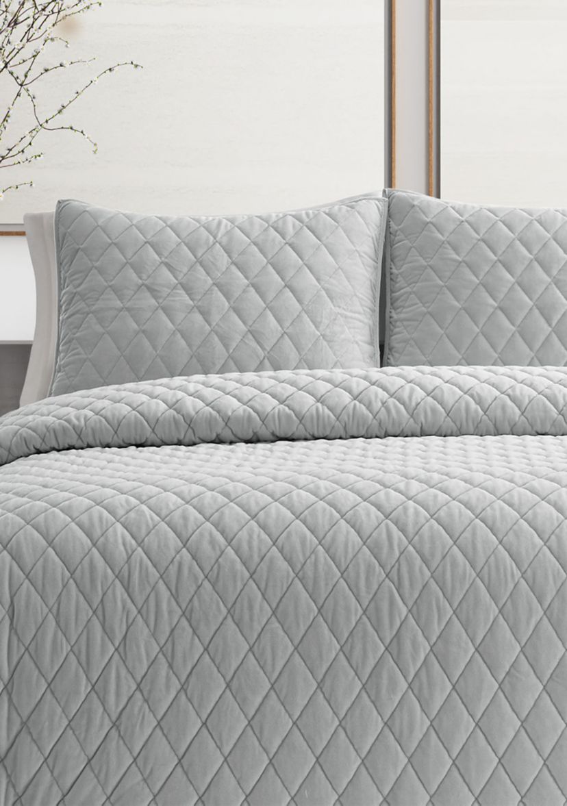 Diamond Velvet Quilt Sham Set