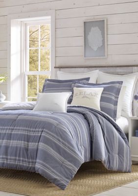 City Scene Chambray Stripe Cotton Duvet Cover Set Belk