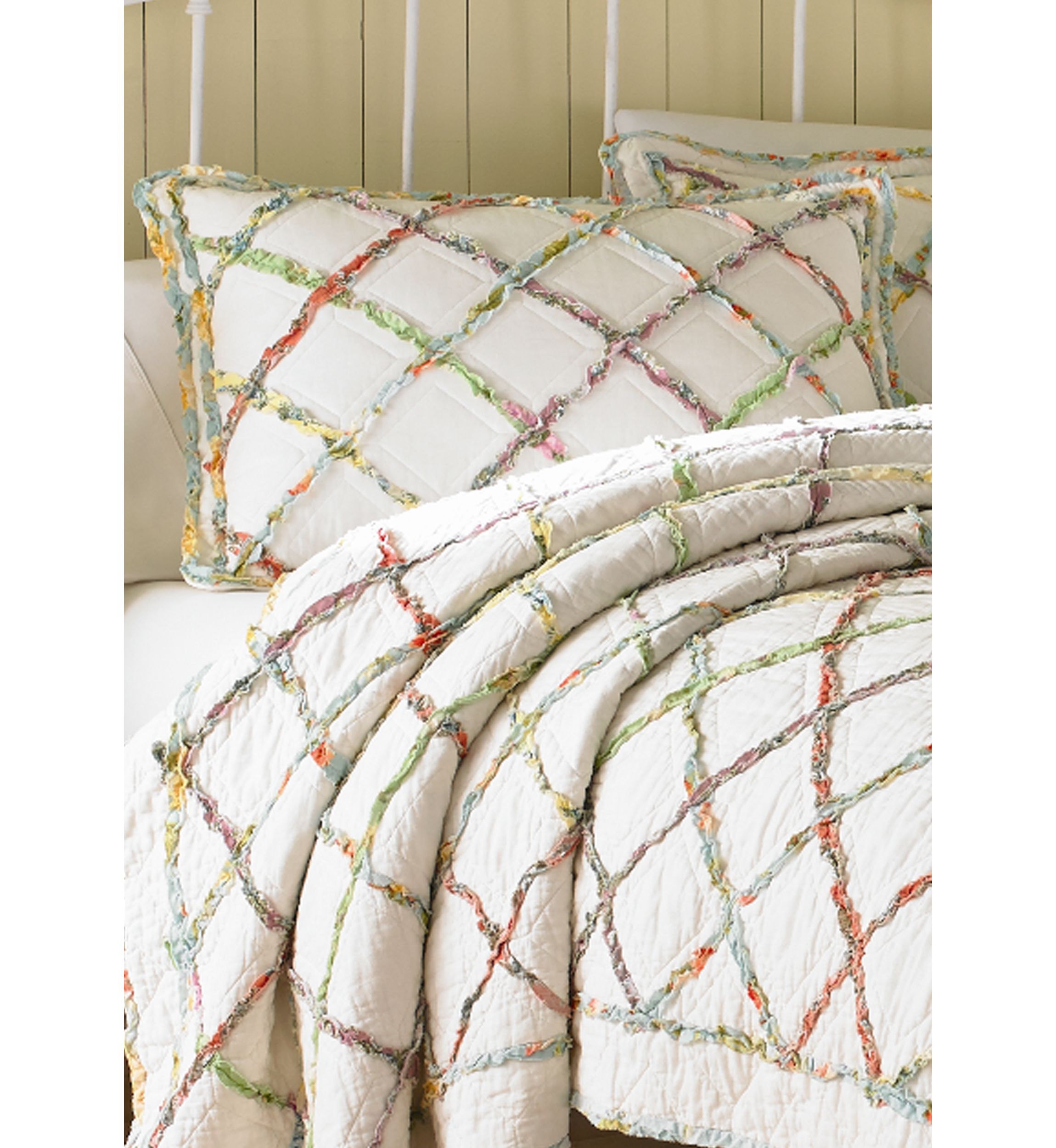 Ruffled Garden Cream Multi Standard Sham 20-in. x 26-in.