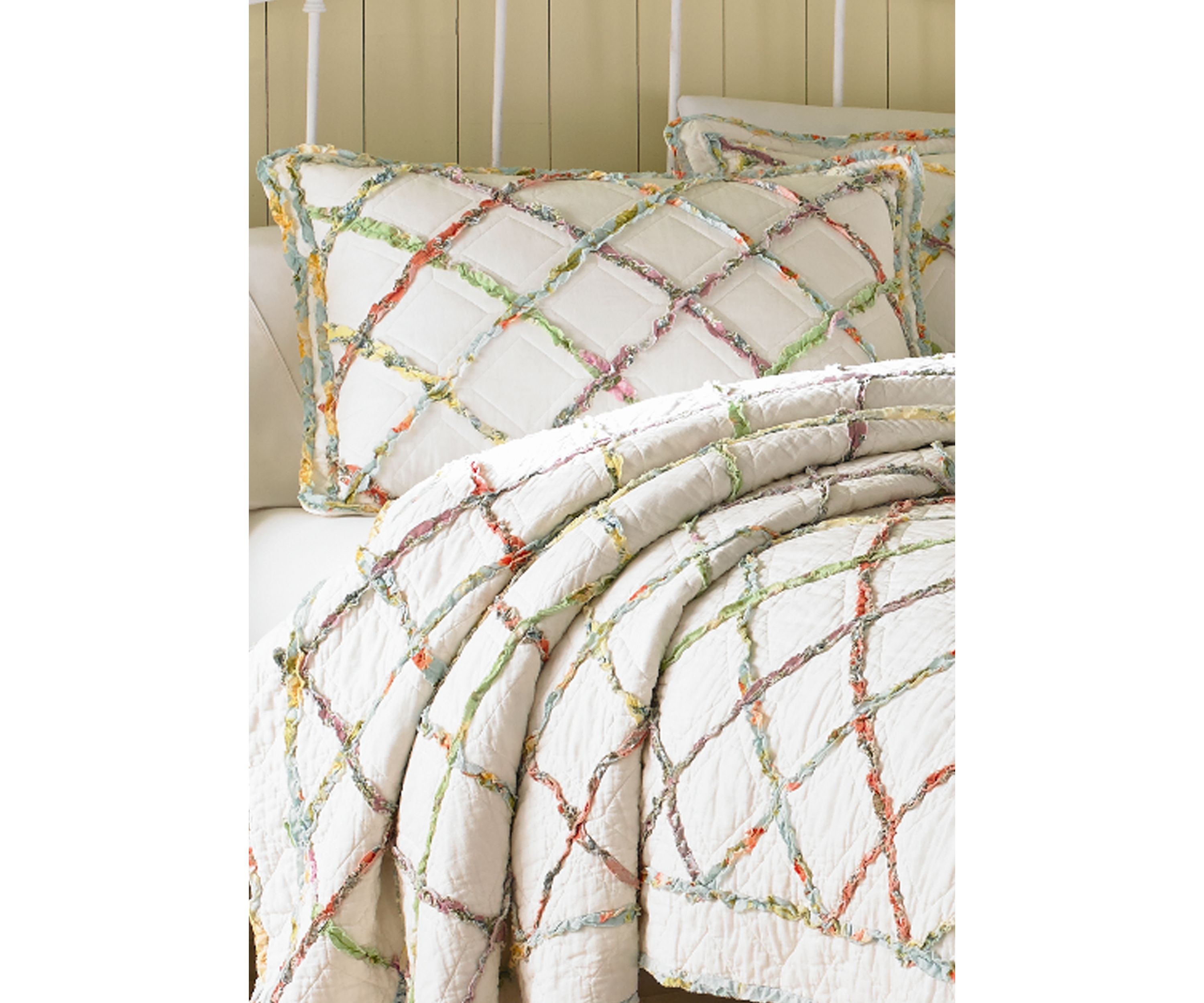 Ruffled Garden Cream Multi Standard Sham 20-in. x 26-in.