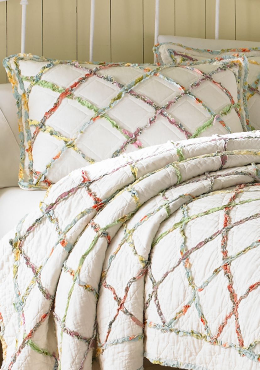 Ruffled Garden Cream Multi Standard Sham 20-in. x 26-in.