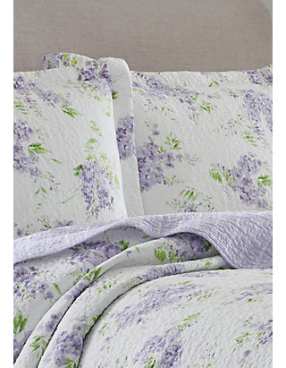 Details about   Mk Collection 3pc Bedspread coverlet quilted Floral White Navy Blue Over Size Ne 