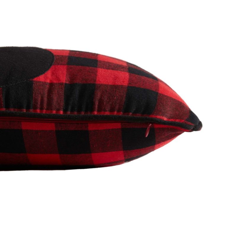 Cabin Plaid Stag Head Cotton Decorative Pillow