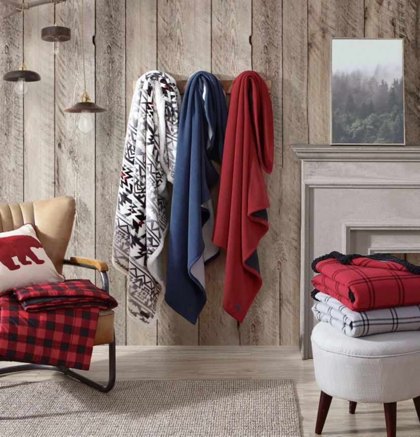 Cabin Plaid Stag Head Cotton Decorative Pillow