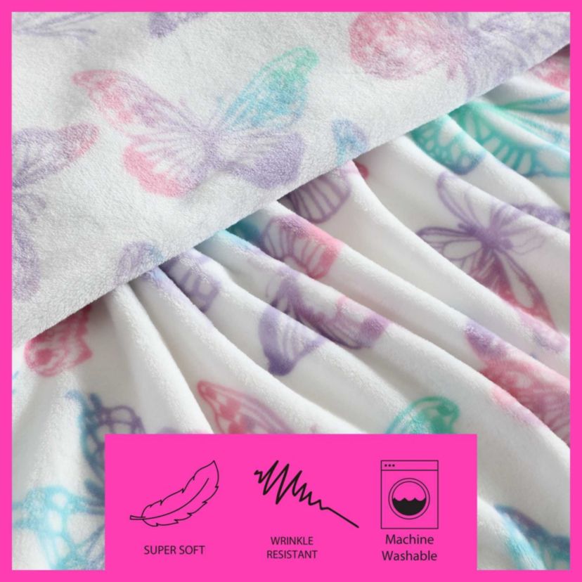 Butterfly Rainbow Microfiber Throw Open Stock