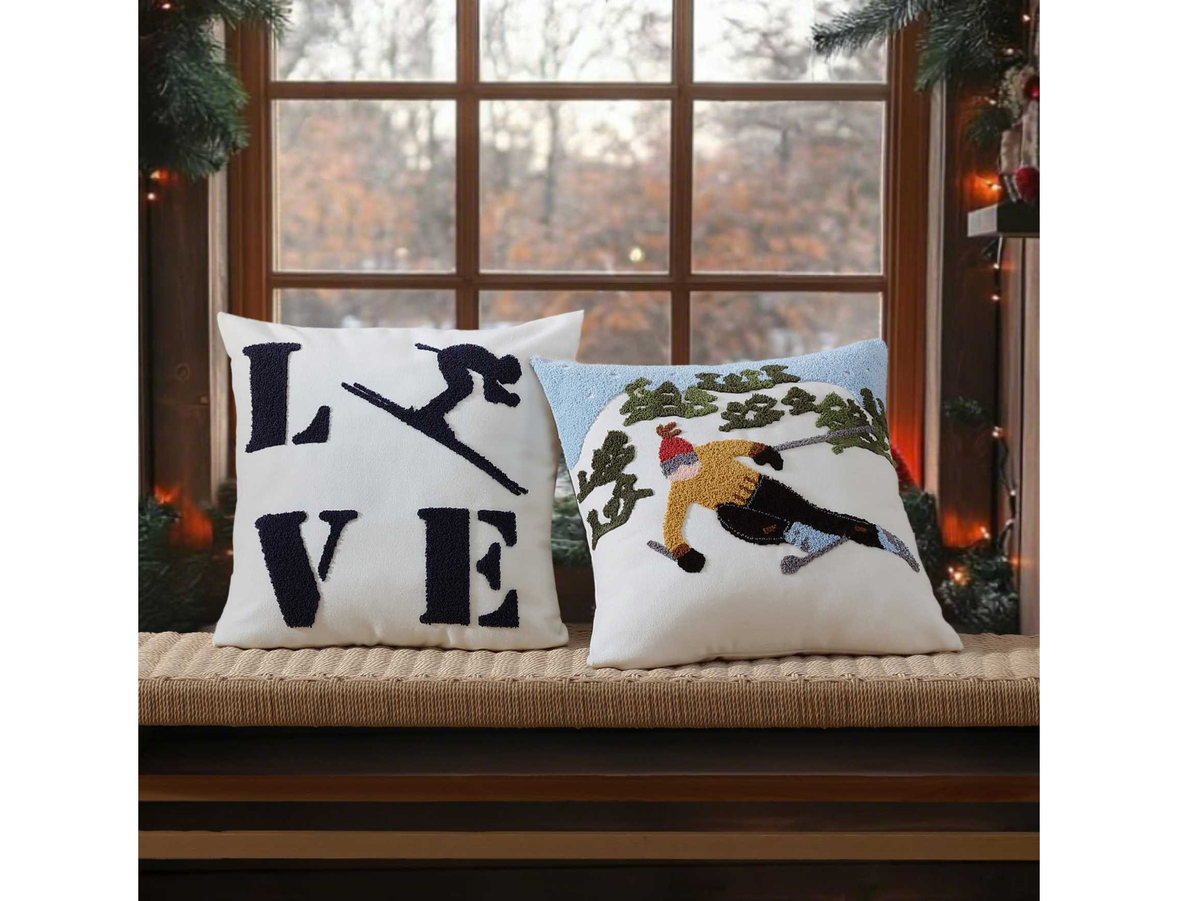 Love Ski Microfiber Decorative Pillow