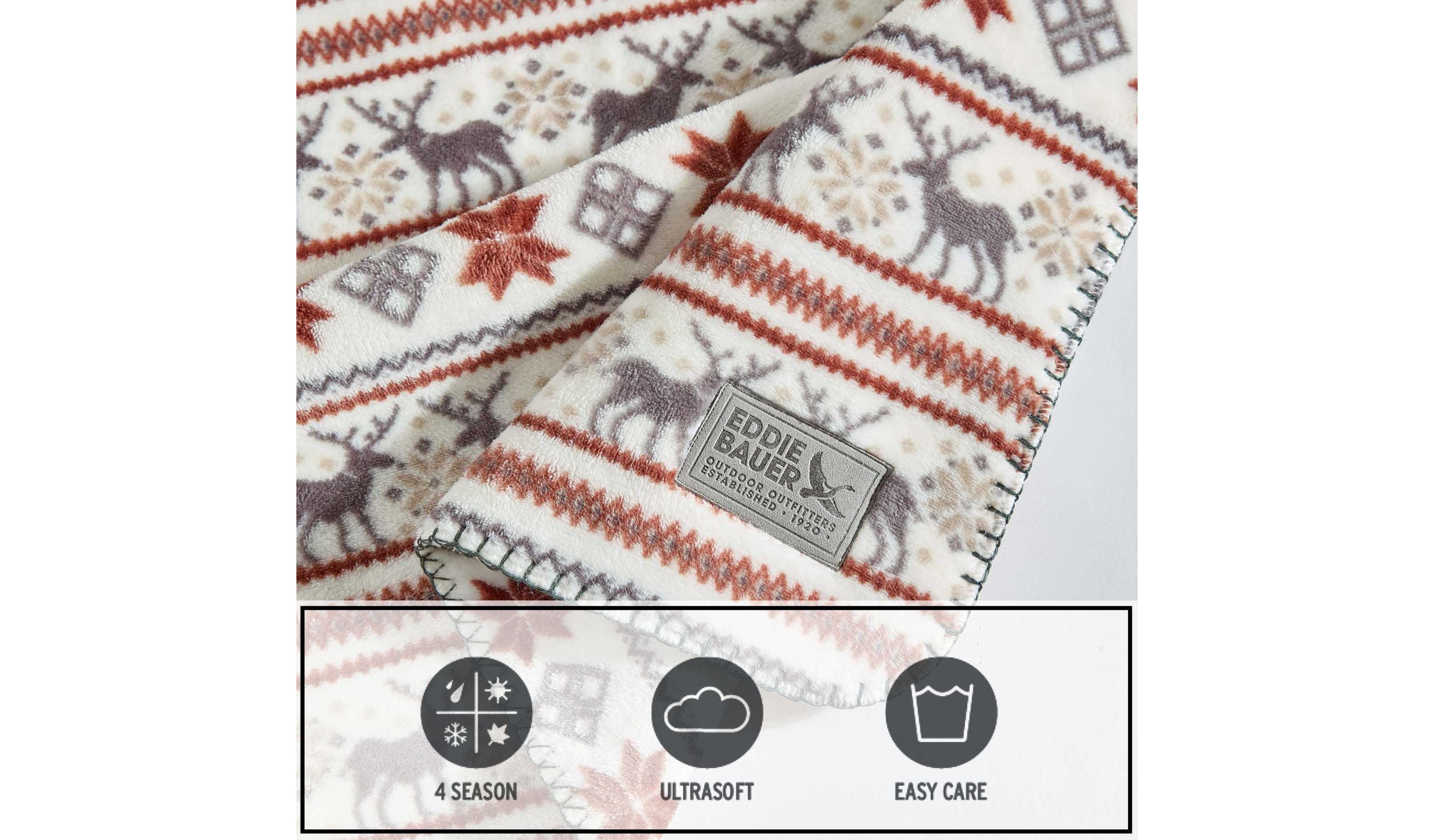 Deer Snowflake Microfiber Throw