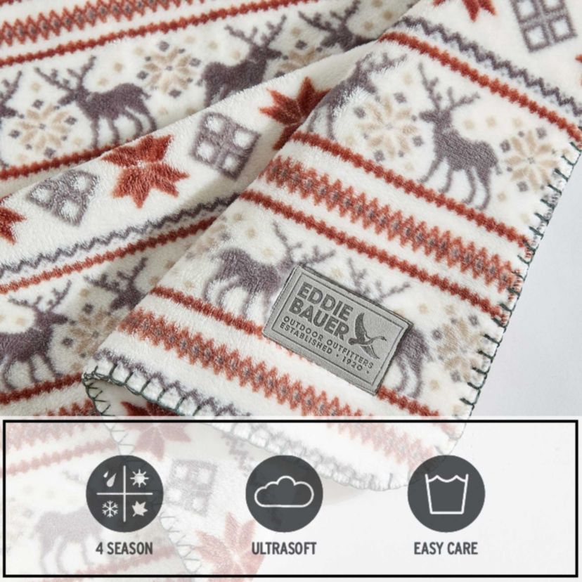 Deer Snowflake Microfiber Throw