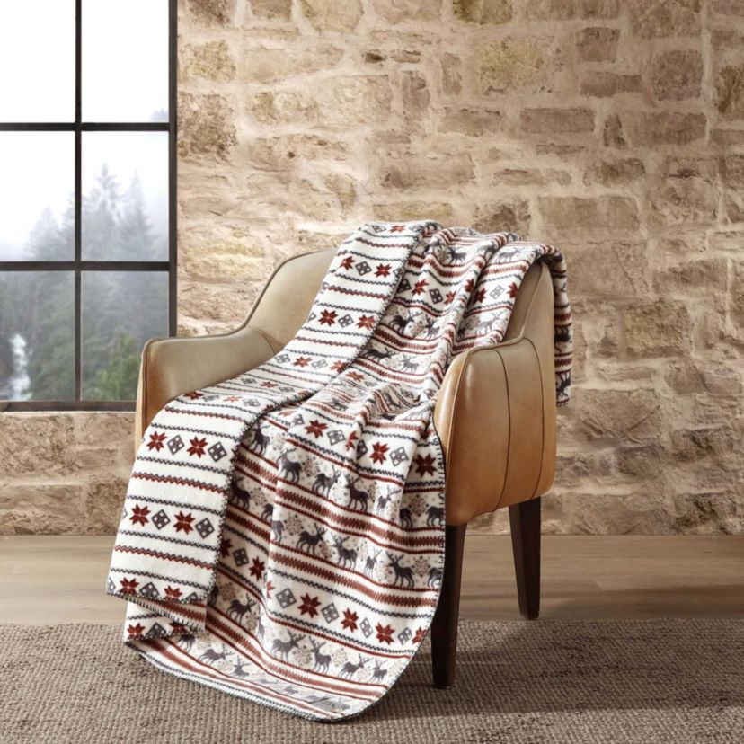 Deer Snowflake Microfiber Throw