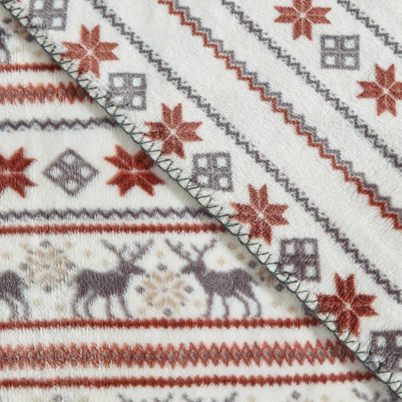 Deer Snowflake Microfiber Throw
