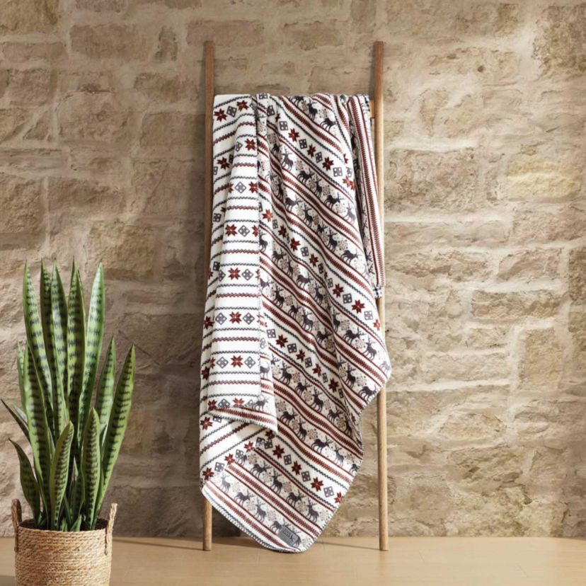 Deer Snowflake Microfiber Throw