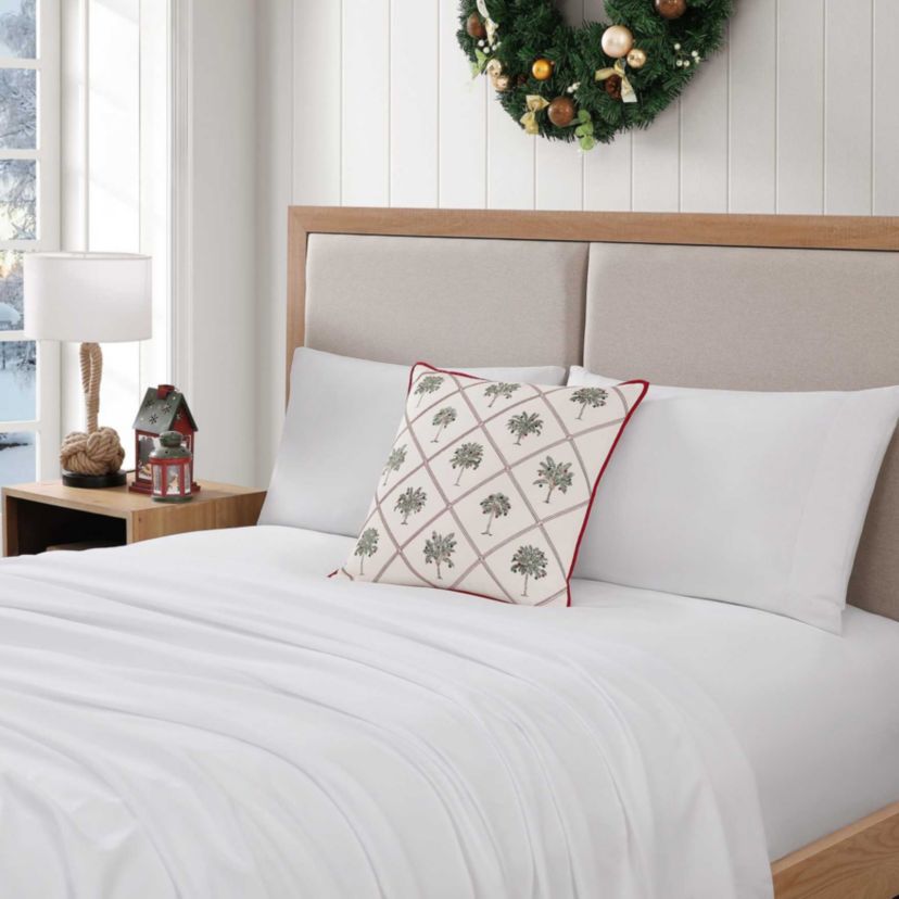 Palm Tree Trellis Cotton Decorative Pillow