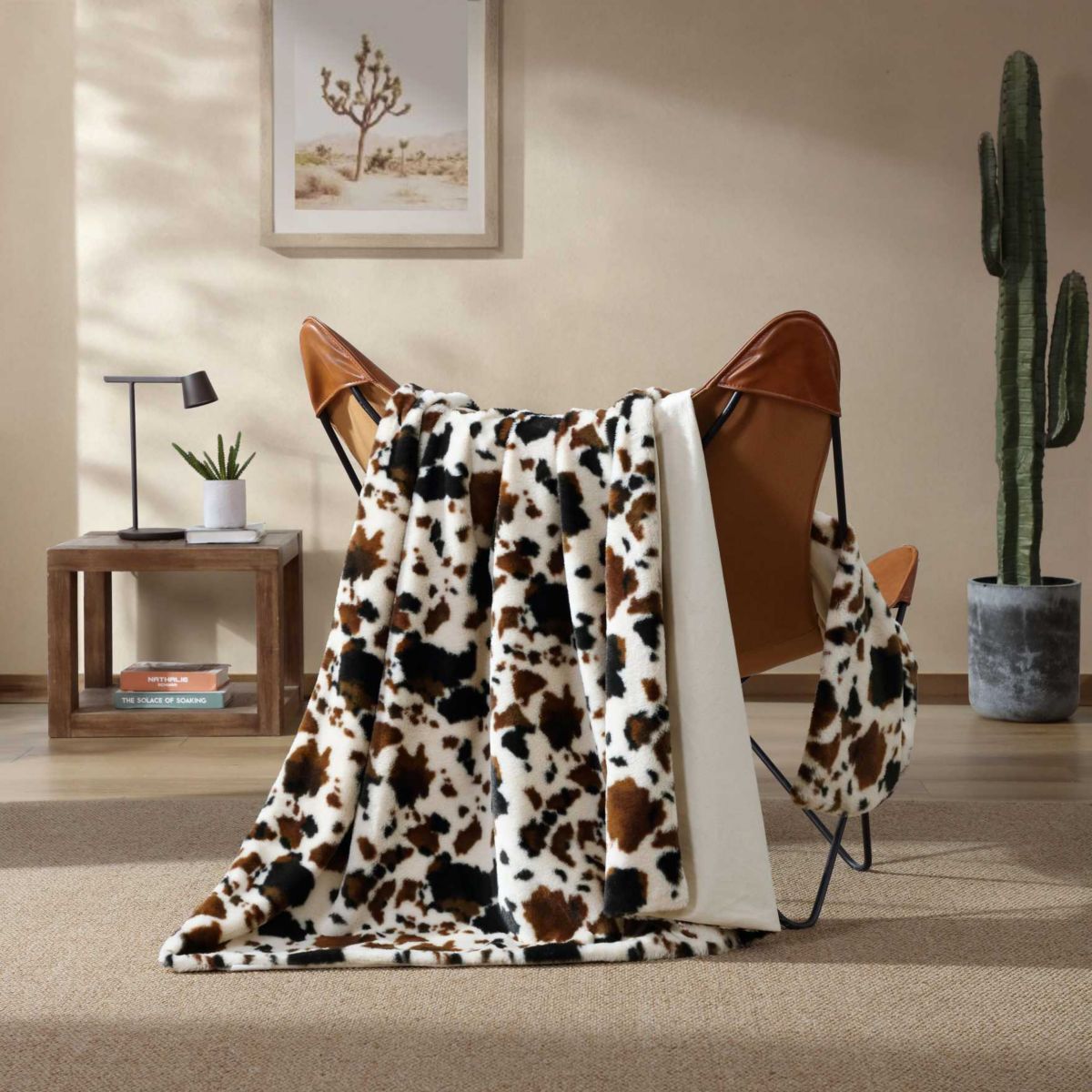 Spotted Cow Print Microfiber Throw