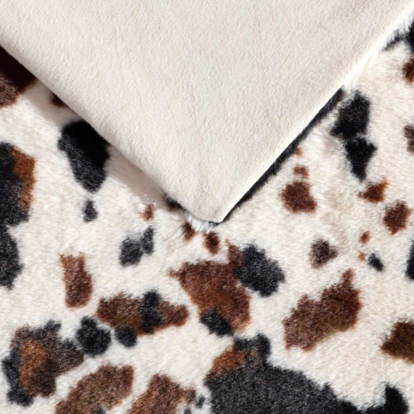 Spotted Cow Print Microfiber Throw