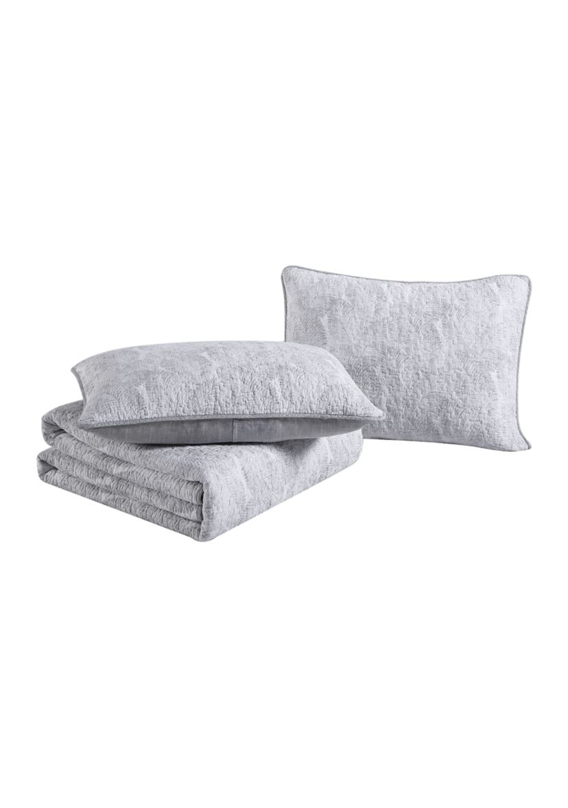 Distressed Water Leaves 3-Piece Quilt Set