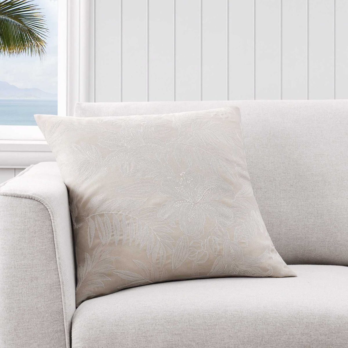 Island Estate Embroidered Floral Microfiber Decorative Pillow