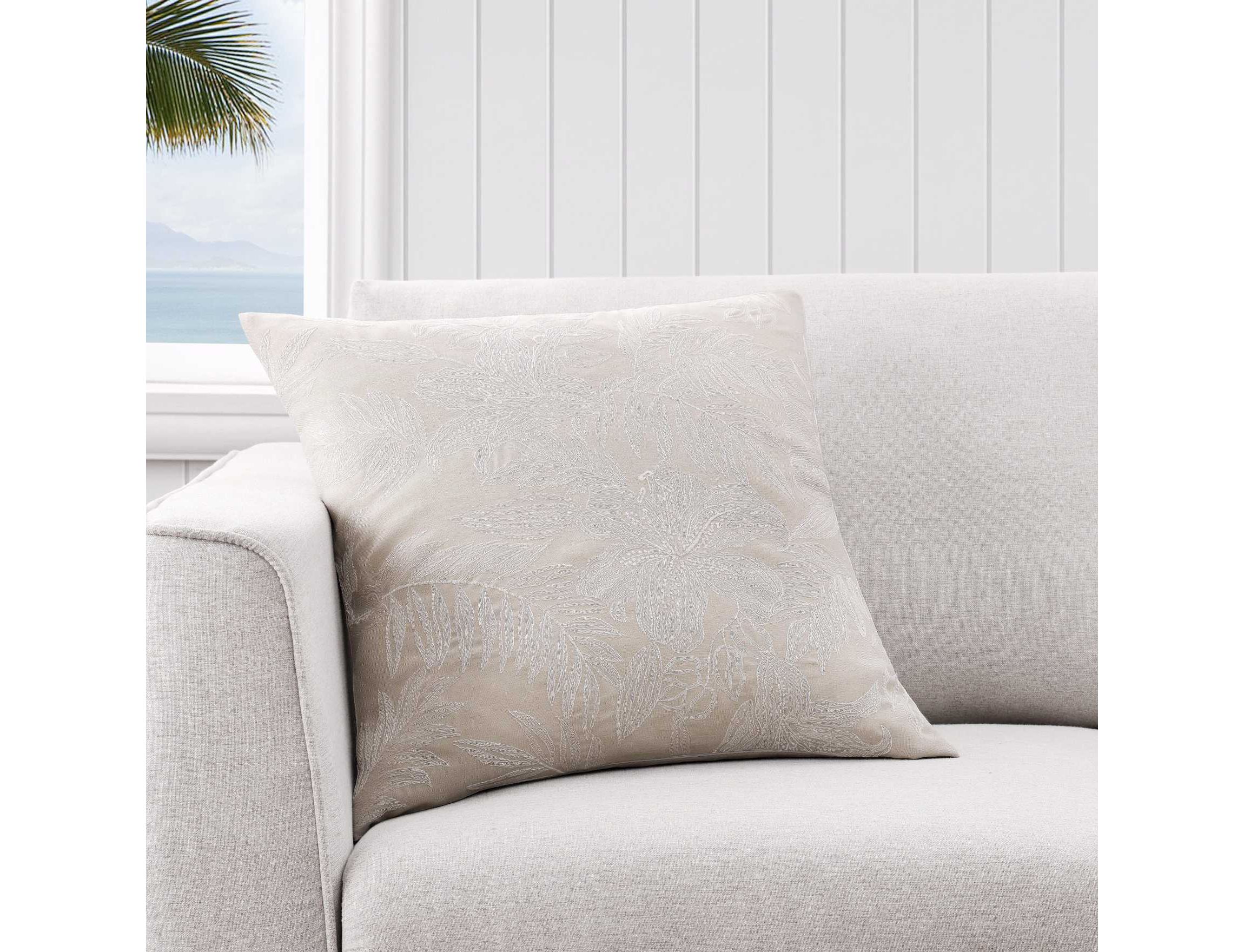 Island Estate Embroidered Floral Microfiber Decorative Pillow