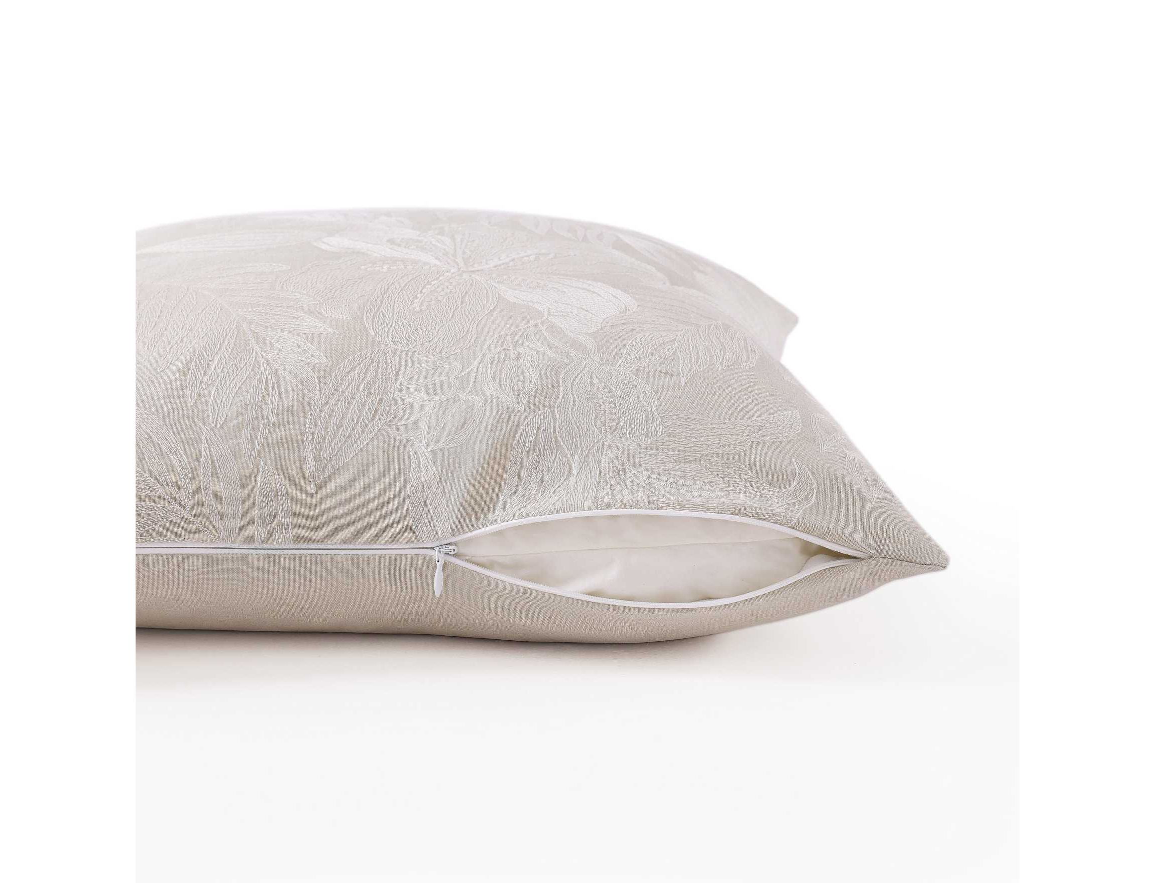 Island Estate Embroidered Floral Microfiber Decorative Pillow