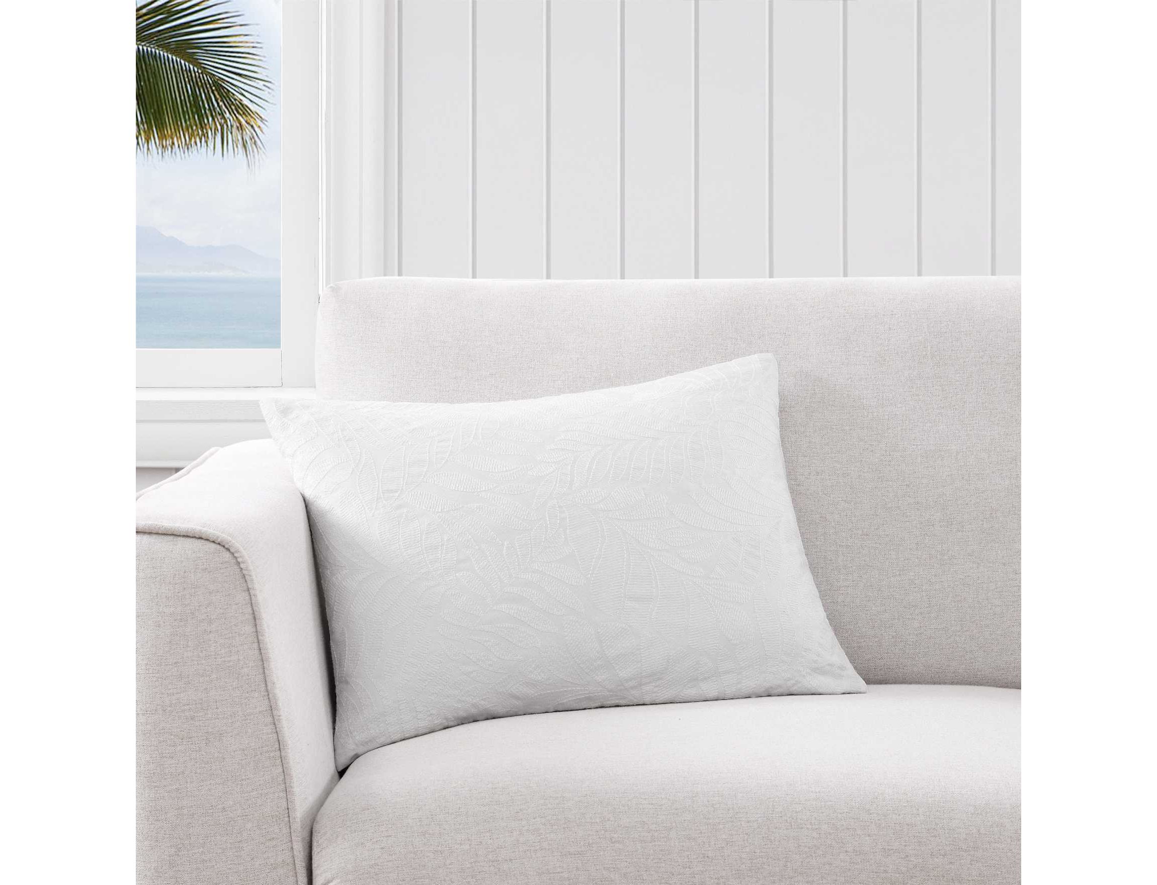 Island Estate Embroidered Leaf Microfiber Decorative Pillow