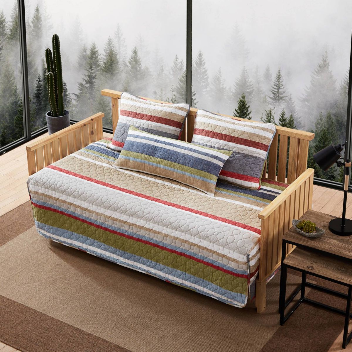 Salmon Ladder Cotton Daybed Quilt Set Bonus