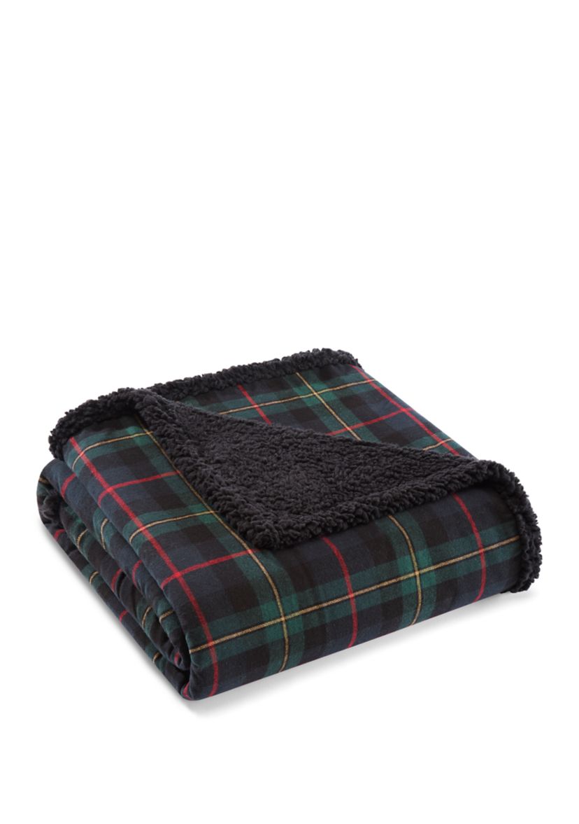Mountain Pine Tartan Yarn Dye Sherpa Throw Blanket