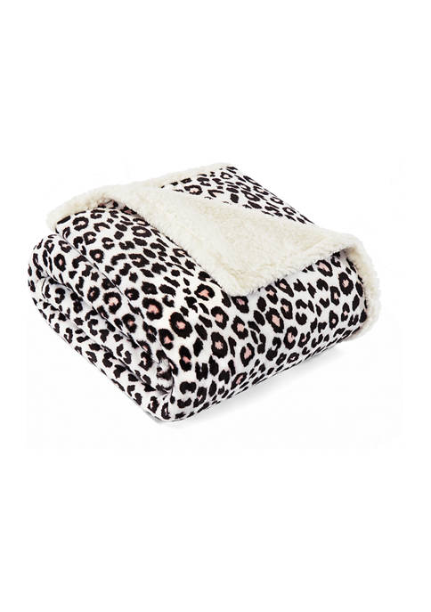 Betsey Johnson Leopard 1-Piece Pastel Plush Throw Blanket