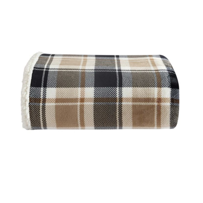 Rugged Plaid Polyester Throw Blanket