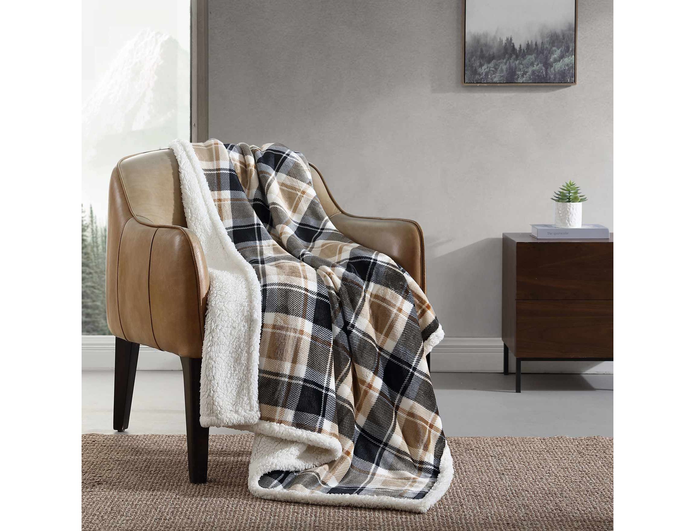 Rugged Plaid Polyester Throw Blanket