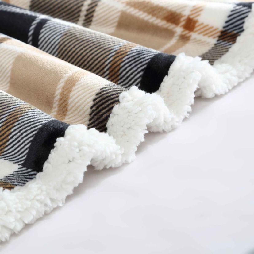 Rugged Plaid Polyester Throw Blanket
