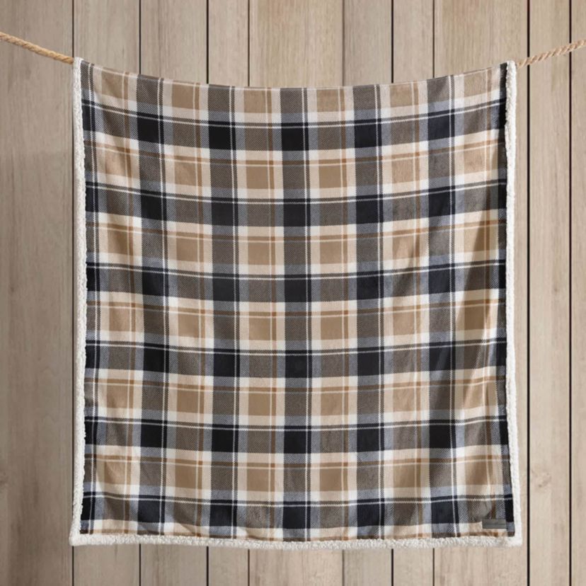 Rugged Plaid Polyester Throw Blanket