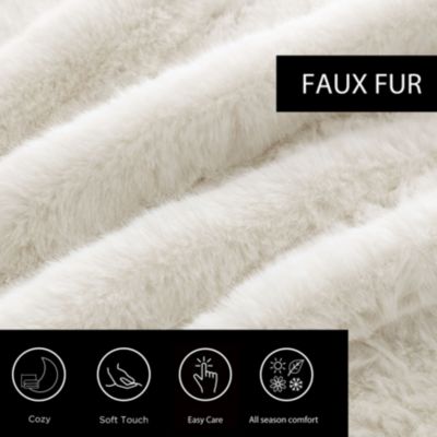 Vera Wang Long Pile Fur Like - Reversible Throw Blanket
