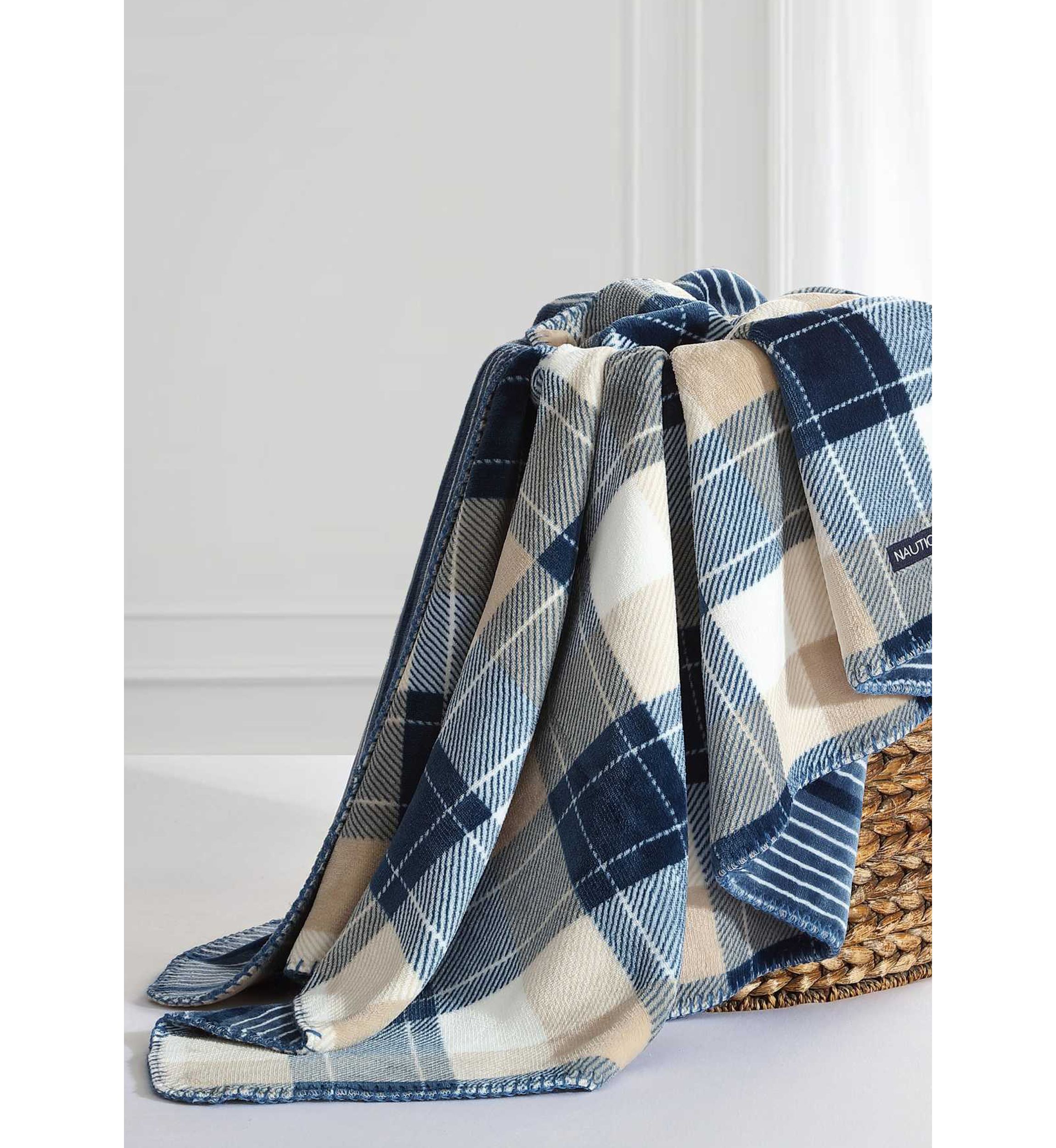 Bluff Plaid Microfiber Throw Blanket