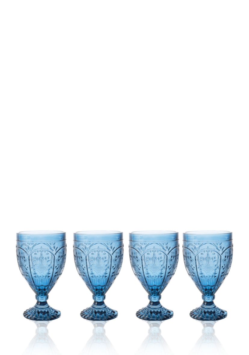 Trestle Indigo Goblet Glasses Set of 4