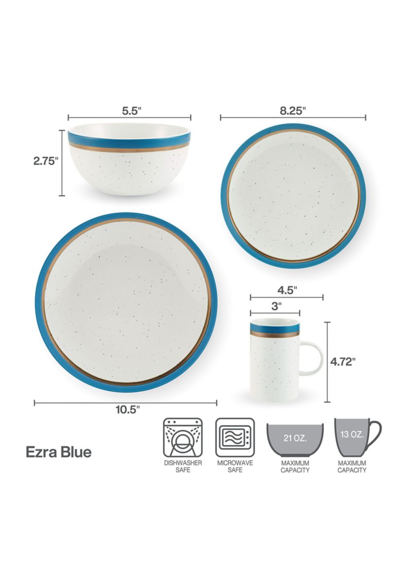 Ezra 16 Piece Dinnerware Set, Service For 4