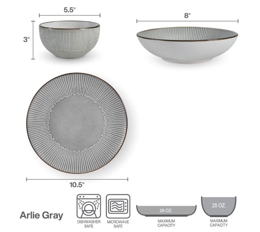 Arlie 12-pc Dinnerware Set, Service for 4