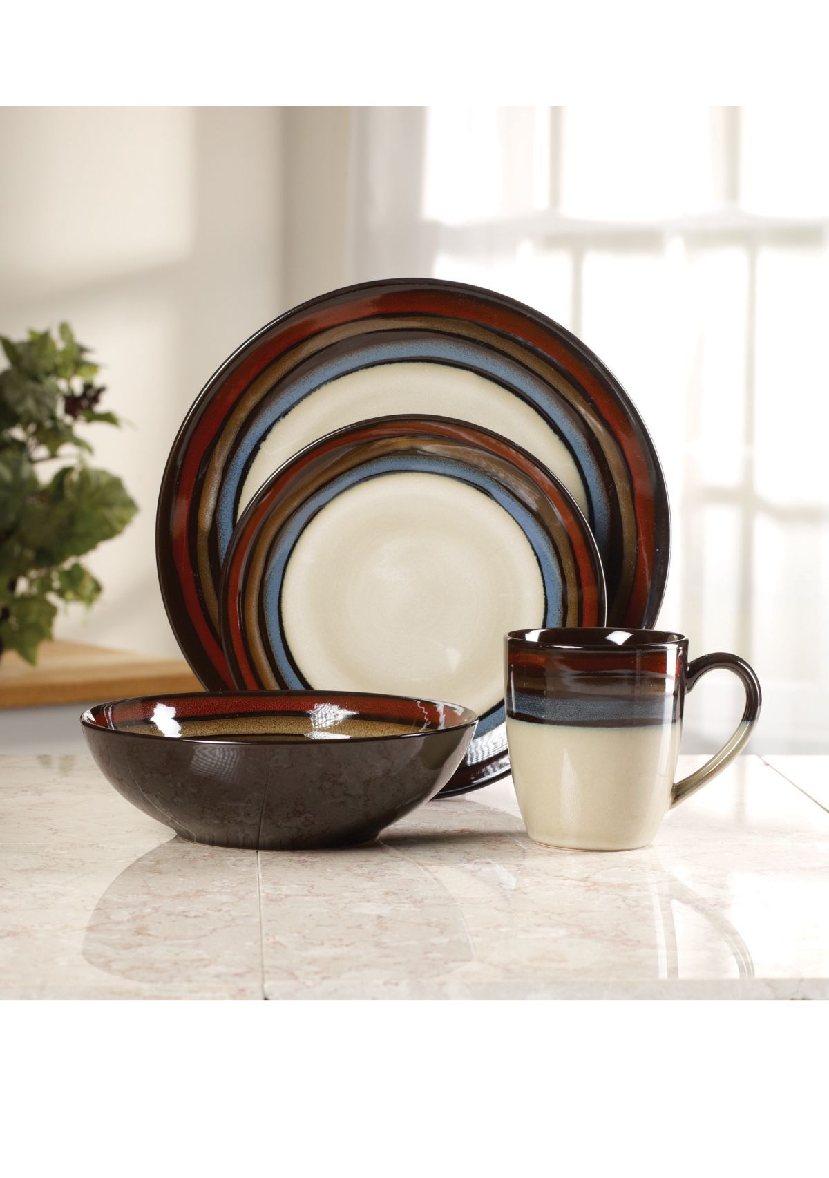 Galaxy Blue-Green-Beige 16-Piece Set