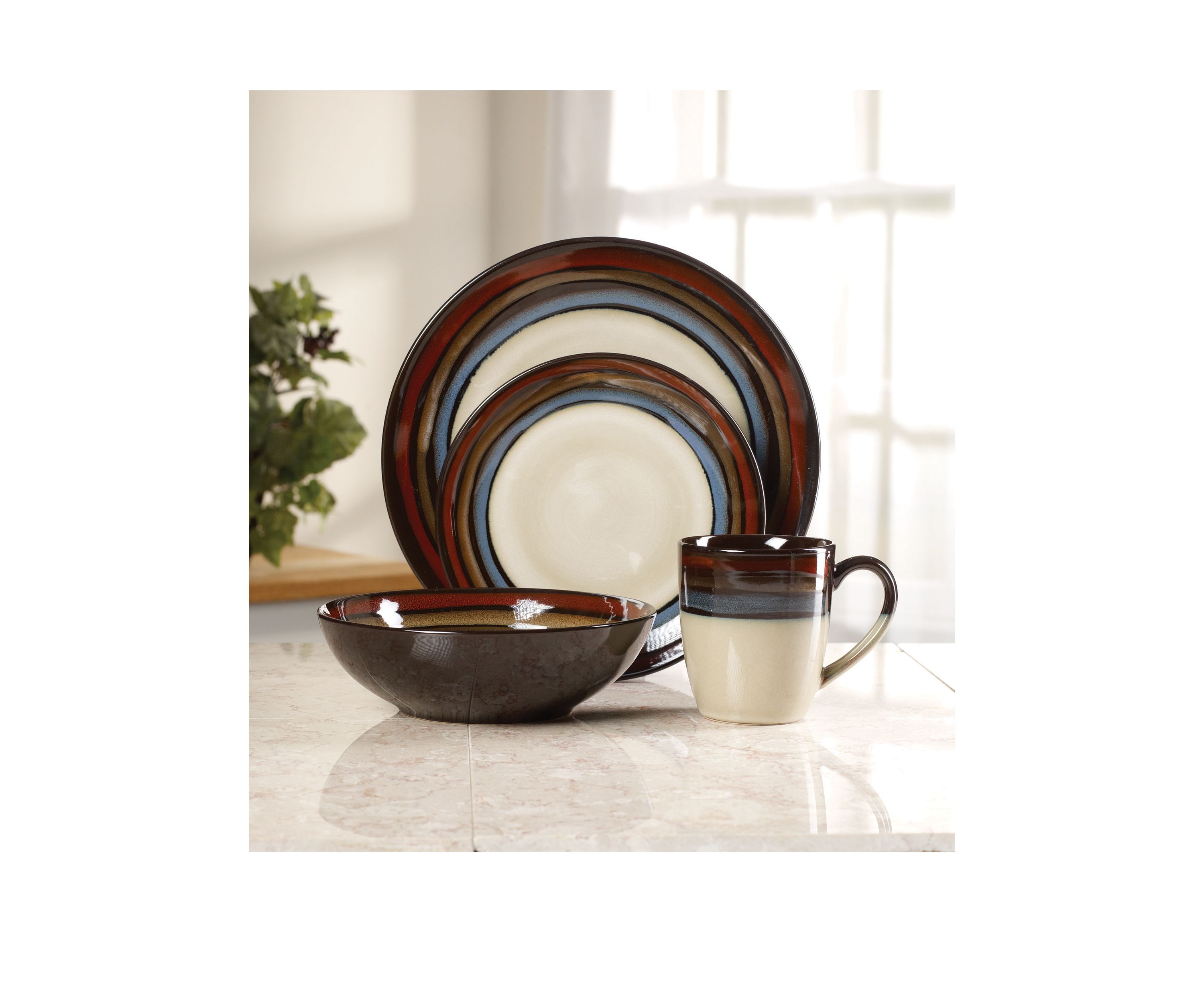 Galaxy Blue-Green-Beige 16-Piece Set