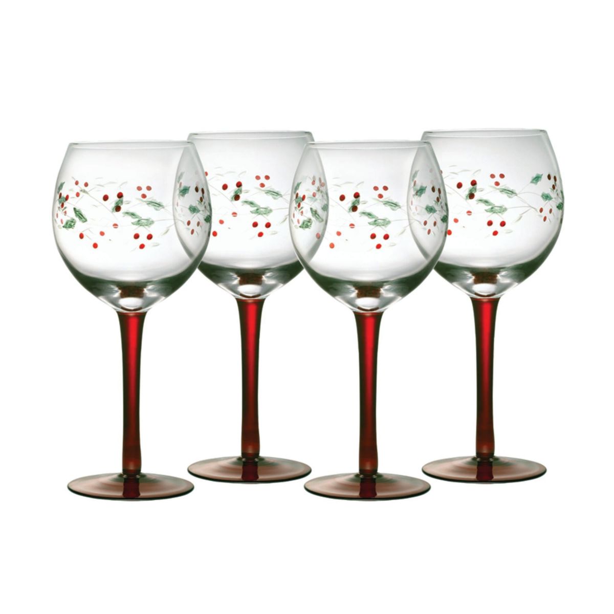 Winterberry 13-Ounce Hand Painted Goblet, 4 Count