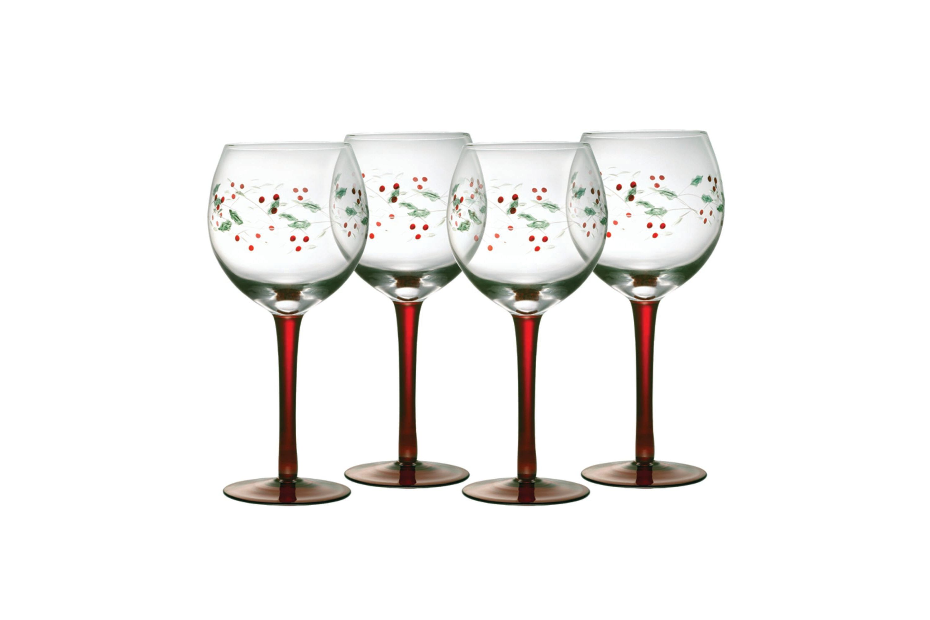 Winterberry 13-Ounce Hand Painted Goblet, 4 Count