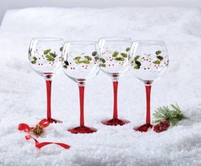 Pfaltzgraff Winterberry Set of 4 Red Stemless Wine Glasses, 20-Ounce