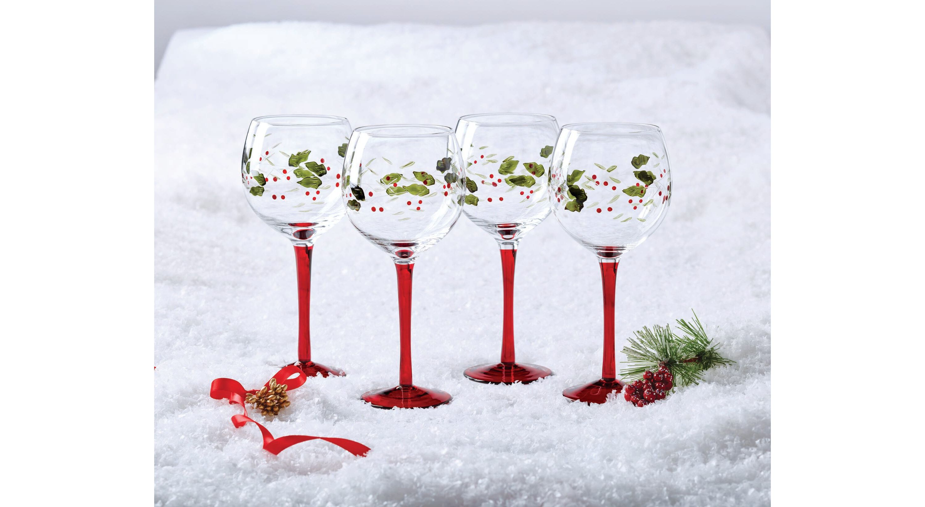 Winterberry 13-Ounce Hand Painted Goblet, 4 Count