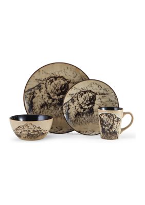 Mossy Oak Animal Print 16-Piece Dinnerware Set, Service For 4