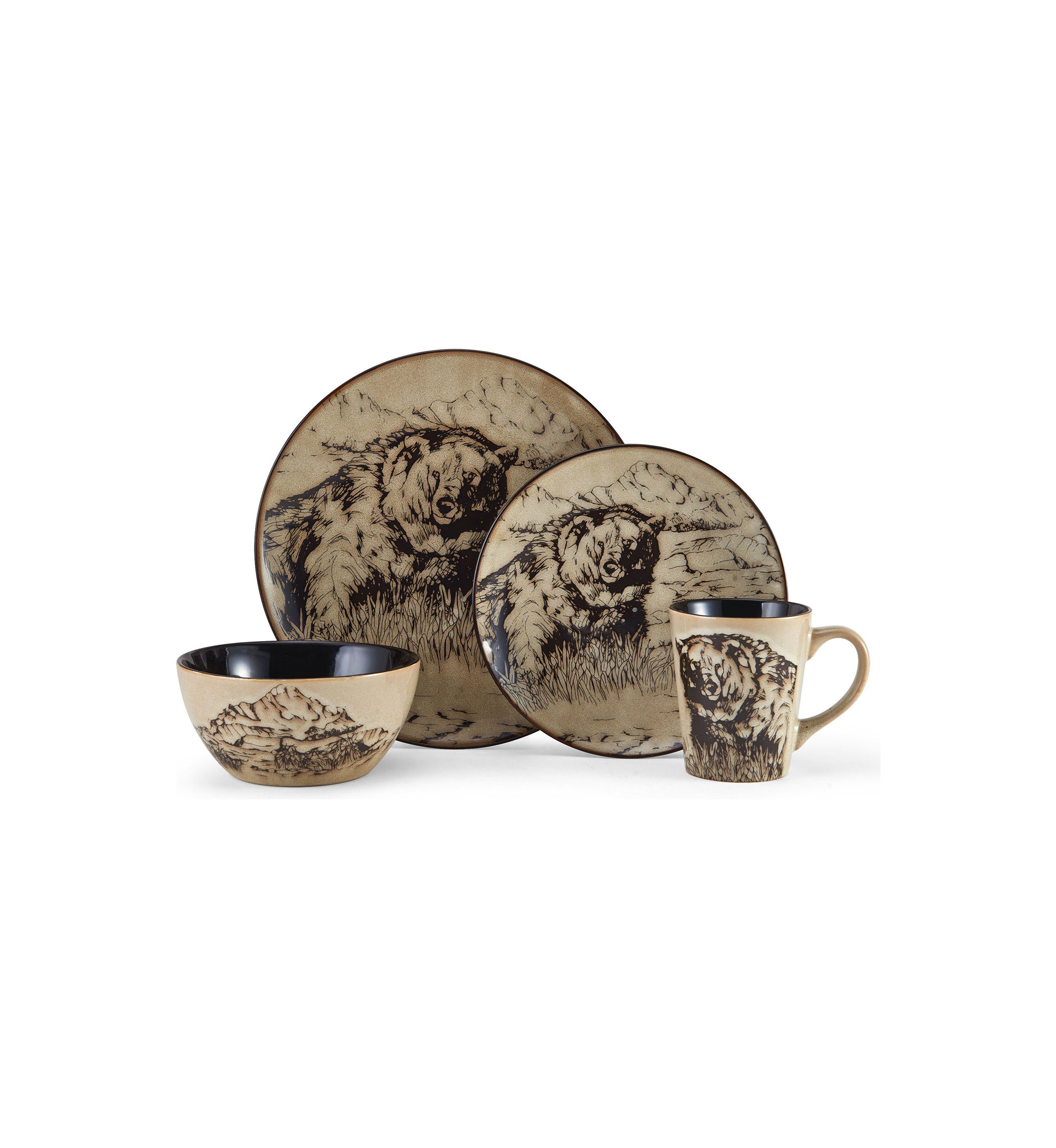 Animal Print 16-Piece Dinnerware Set, Service For 4