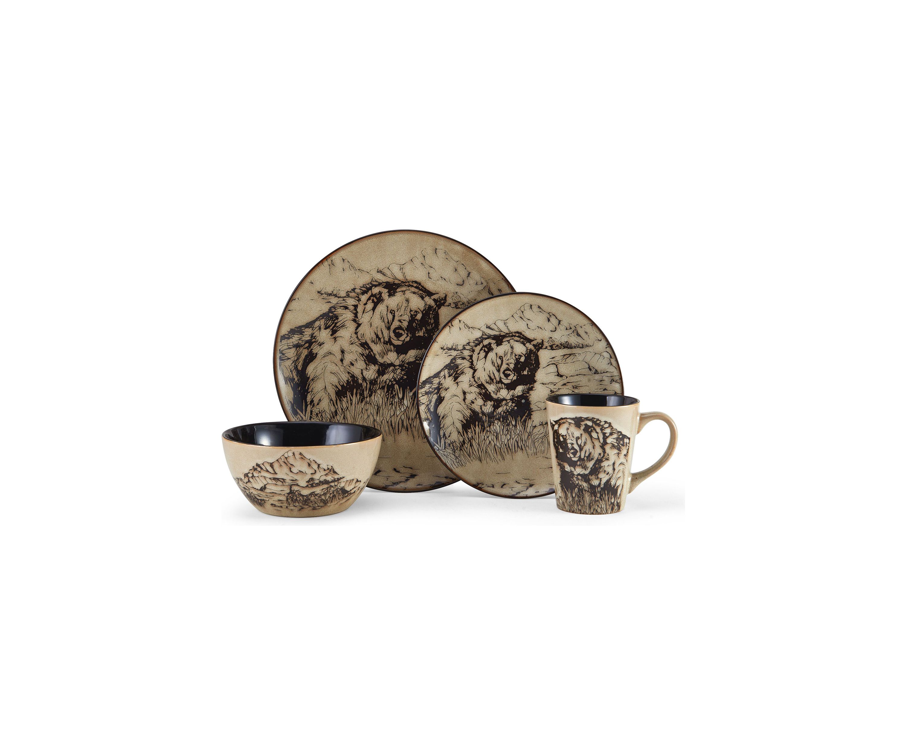 Animal Print 16-Piece Dinnerware Set, Service For 4