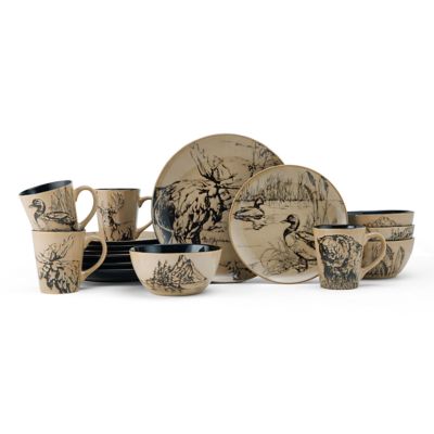 Animal Print 16-Piece Dinnerware Set, Service For 4