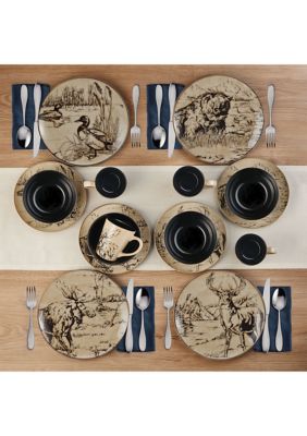 Animal Print 16-Piece Dinnerware Set, Service For 4