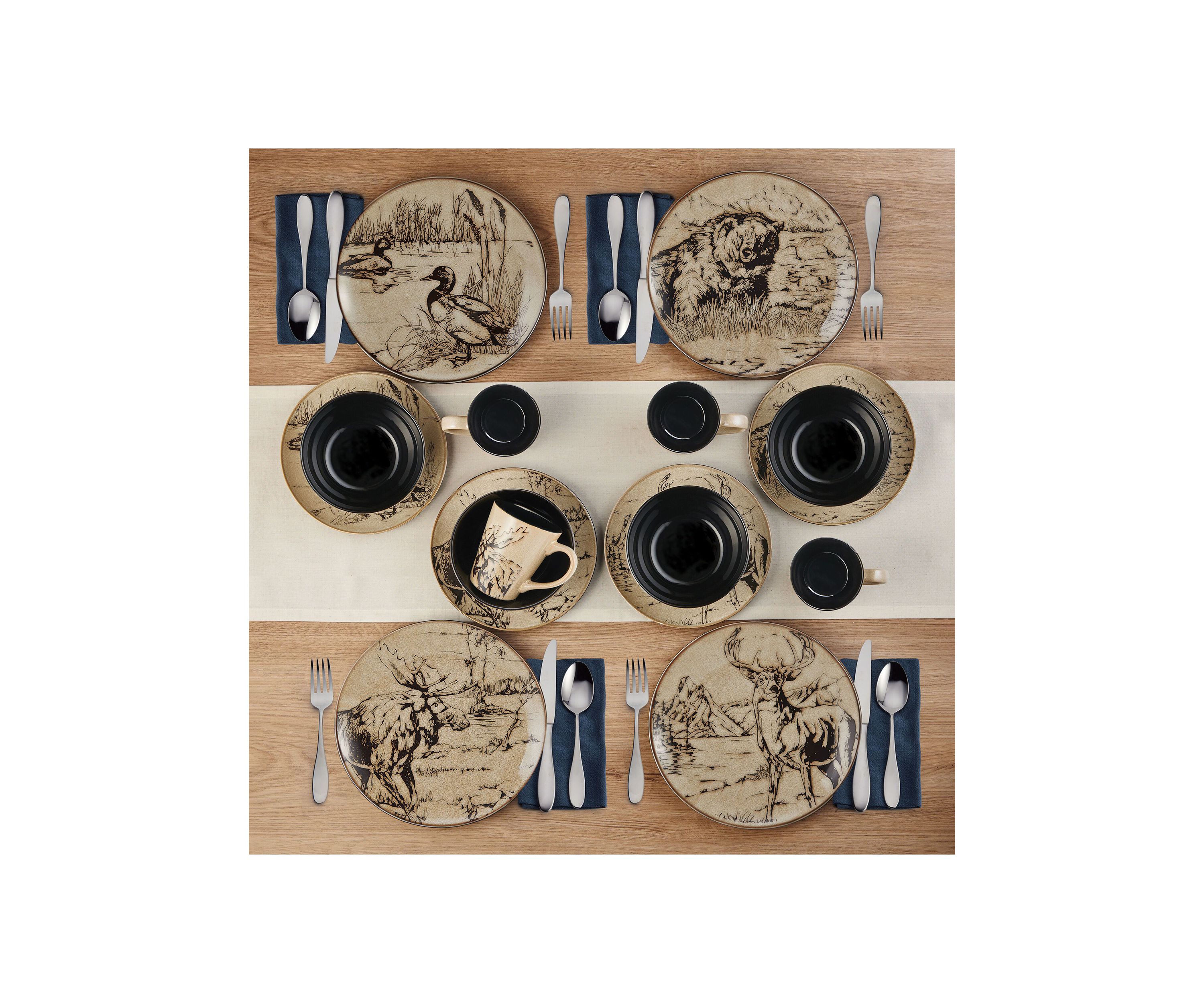 Animal Print 16-Piece Dinnerware Set, Service For 4