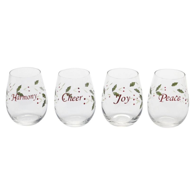 Winterberry 20-oz Sentiment Stemless Wine Glasses (Set of 4)