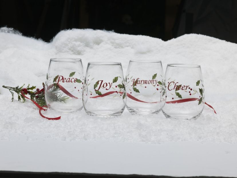 Winterberry 20-oz Sentiment Stemless Wine Glasses (Set of 4)
